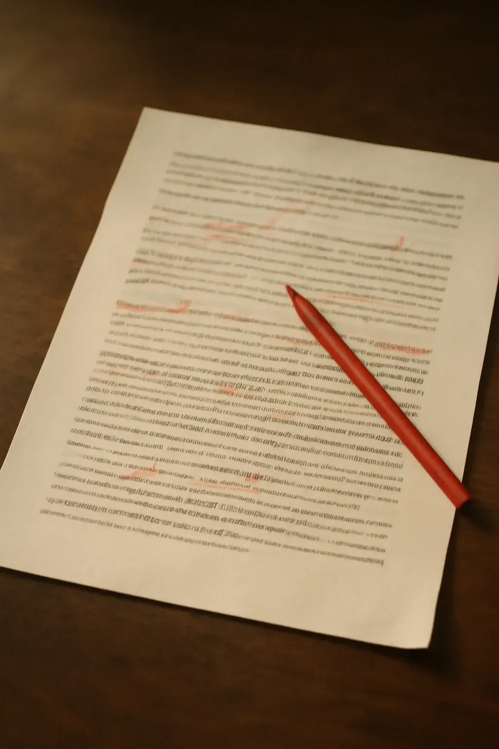 A printed translation marked up with editing corrections