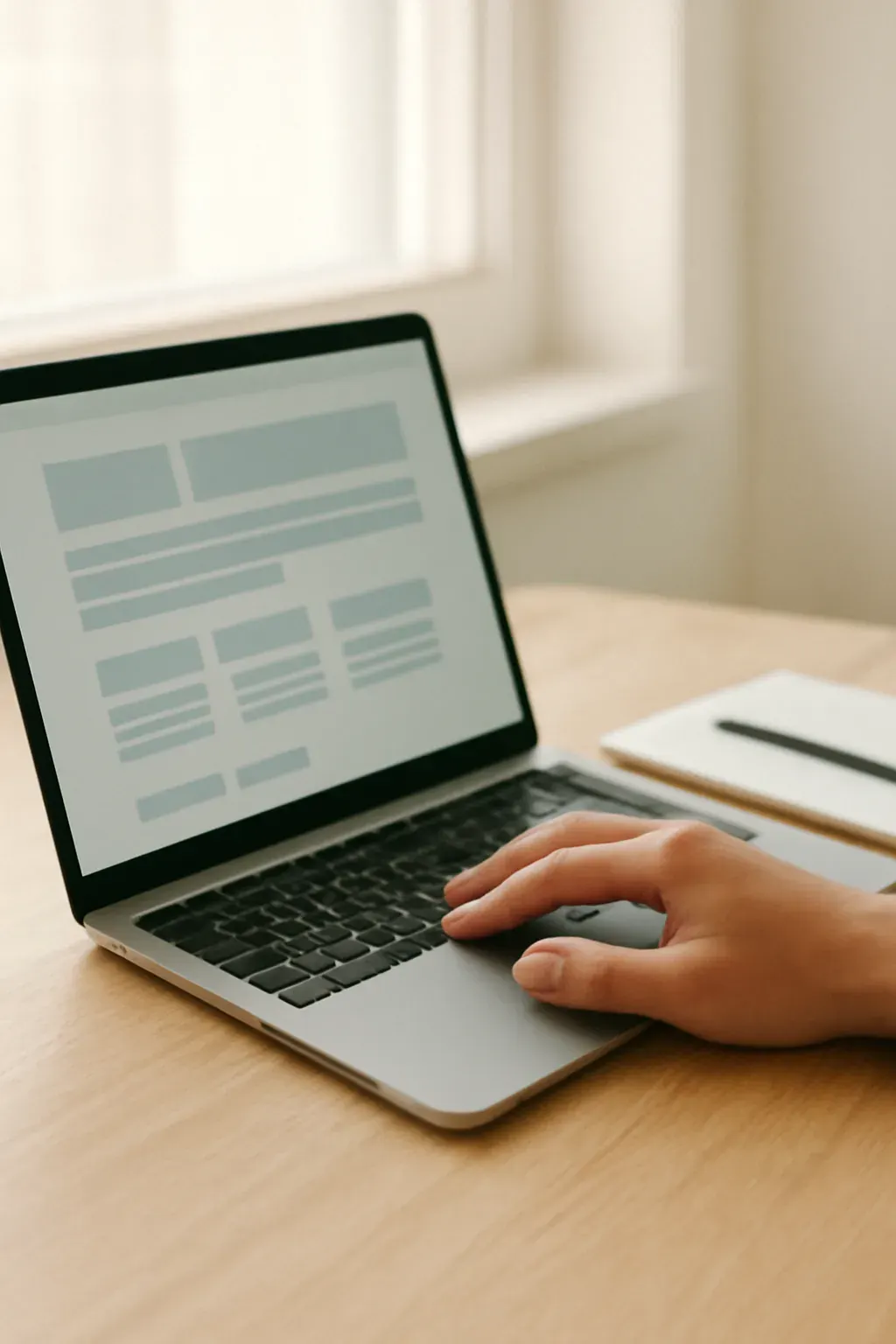 A laptop screen showing website copy mid-edit